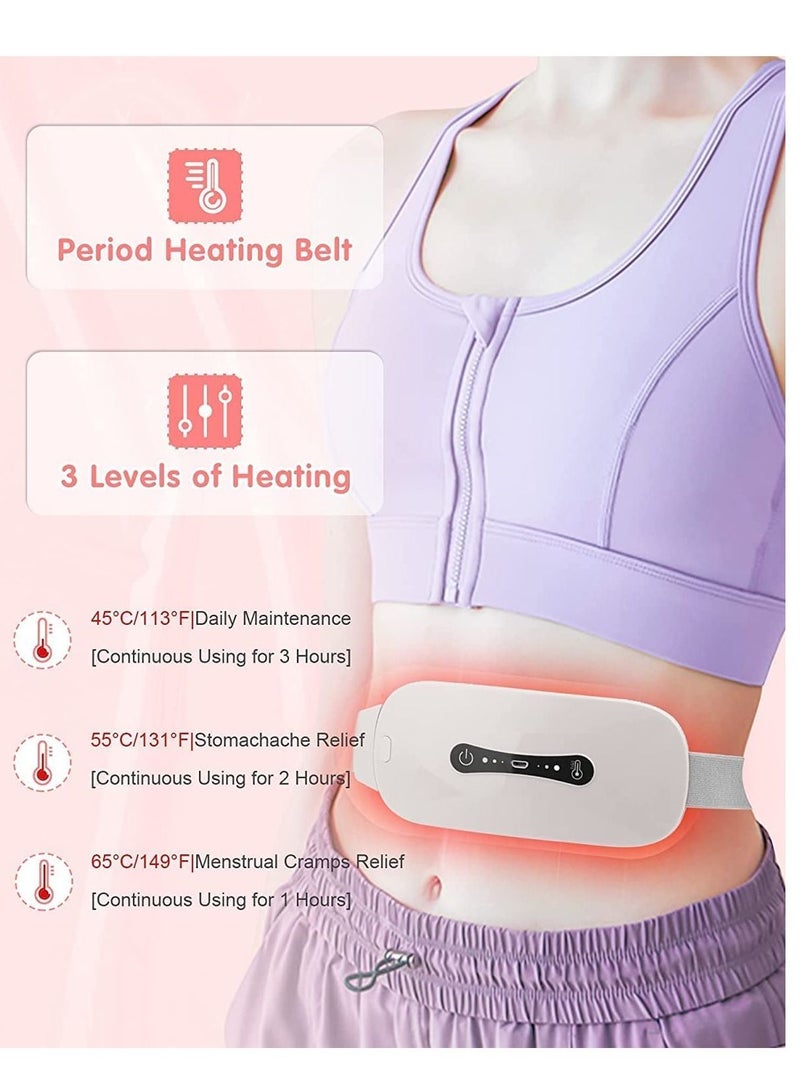 NIBEMINENT Pain Relief Heating Pad Period Belt Menstrual Cramp Massager with 3 Heat Levels Massages Modes Rechargeable Electric Fast Warming Belly Gifts for Women Ladies Girls White - Image 4