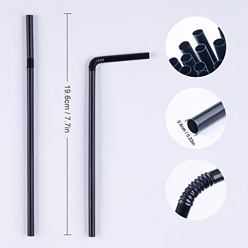 CVNDKN 500 Pcs Black Disposable Plastic Flexible Straws023 diameter and 77 long - Image 5