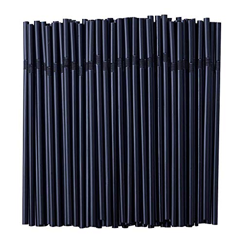 CVNDKN 500 Pcs Black Disposable Plastic Flexible Straws023 diameter and 77 long - Image 2