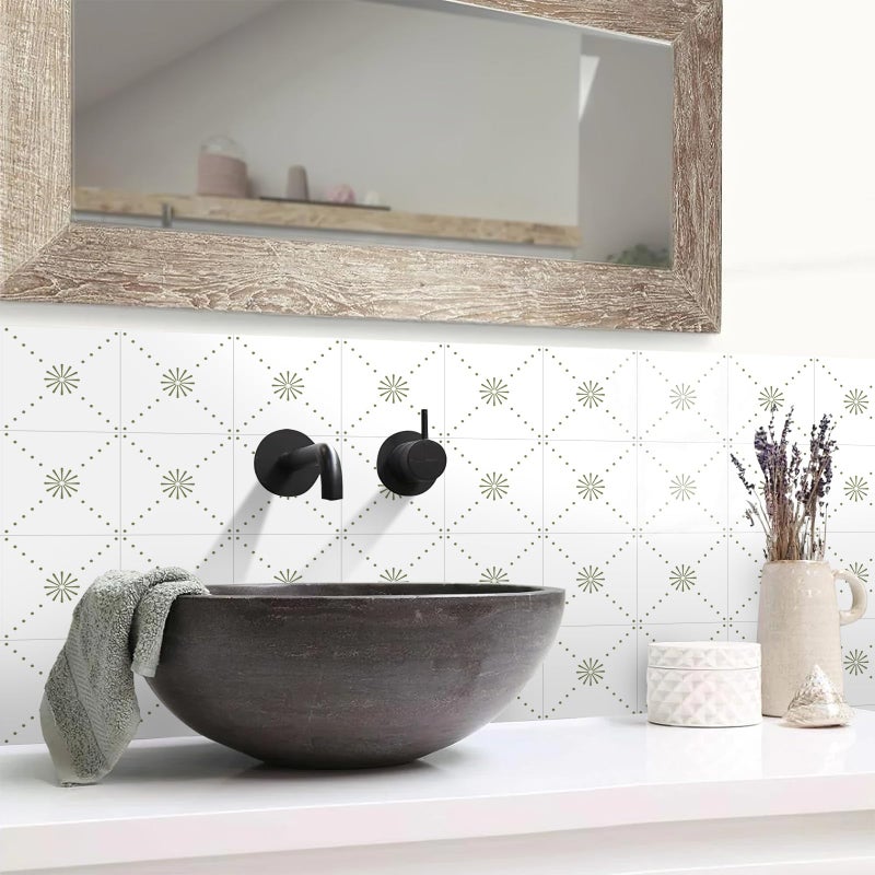 SVNOOC Peel & Stick Wall Tile Stickers 12 PCS Backsplash Self Adhesive 6" x 6", Decorative Wall Stickers for Kitchen Bathroom Tile Decals Waterproof Removable (Green) - Image 3
