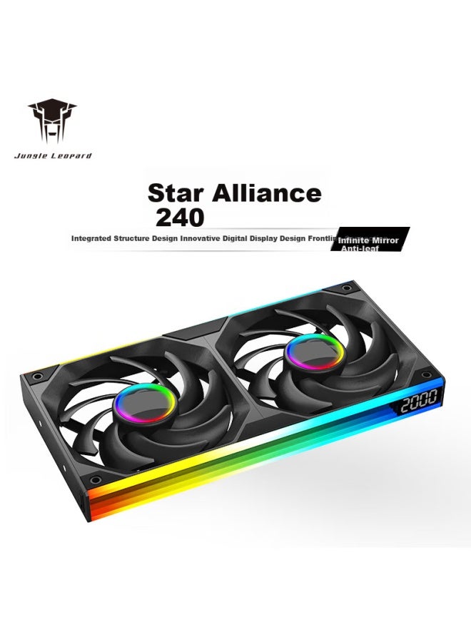 Jungle Leopard Conglinbao Xinglian Fan 240, Building Block Fan, Reverse Blade, 12cm, Infinite Mirror Light, Synchronized Pwm Speed Control, Black Case Fan, Argb Desktop Computer, Quiet - Image 1
