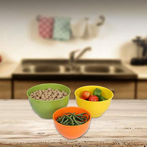 All Time Mixing Bowl Set of 3 with Lids | Microwave Safe Plastic | BPA-Free Storage & Mixing Bowls – Multicolor (1650ml, 1950ml, 2200ml) - Image 2