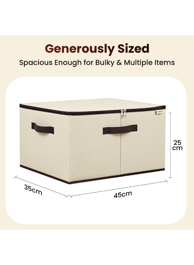 Dayelux™ Large Fabric Storage Box with Zipper – 45×35×25 cm | Closet & Under-Bed Organizer | Ideal for Blankets and Seasonal Clothes | Strong Carry Handles - Image 2