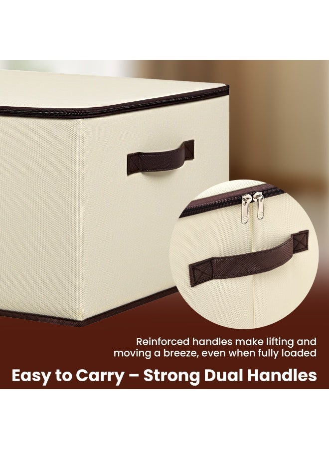 Dayelux™ Large Fabric Storage Box with Zipper – 45×35×25 cm | Closet & Under-Bed Organizer | Ideal for Blankets and Seasonal Clothes | Strong Carry Handles - Image 4