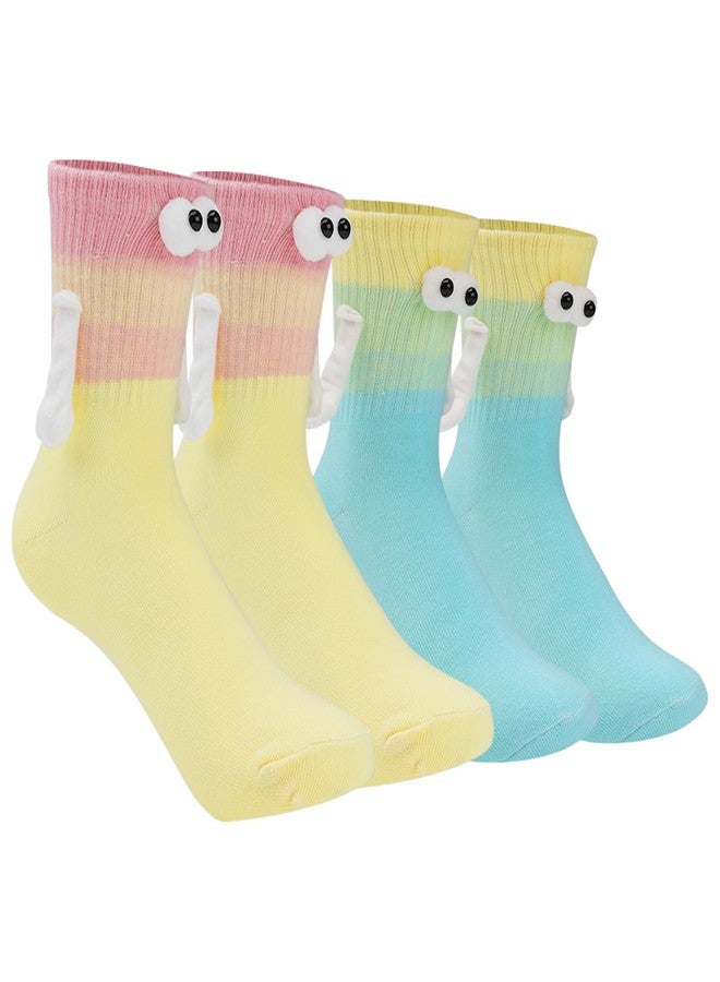 cureder 2 Pairs Magnetic Hold Hands Socks,Funny Couple Magnetic Hand Holding Socks,Funny Couple,Birthday Gifts for Women Men Bestie Lovers - Image 1