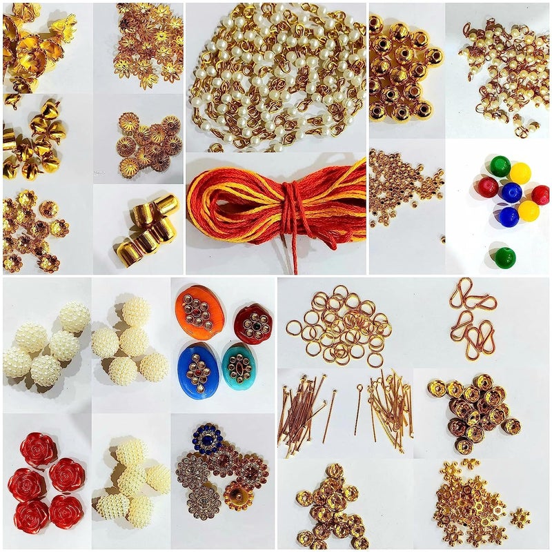 Fastcraft Laxmi Enterprises Rakhi Making Kit DIY Set of 15 Rakhis Includes Fancy Rakhi Making Material Beads Charms and Thread Raksha Bandhan Materials Craft Combo Rakhi Making DIY Kit - Image 2