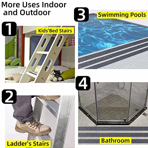 MILEQEE Anti Slip Tape, 1in x 16.4ft Non Skid Frosted Tape for Stairs,Hardwood Floor,Indoor and Outdoor Stair Steps Treads, Non Slip Traction Strip, Safety Walk Waterproof, Prevent Slipping,Grey - Image 4