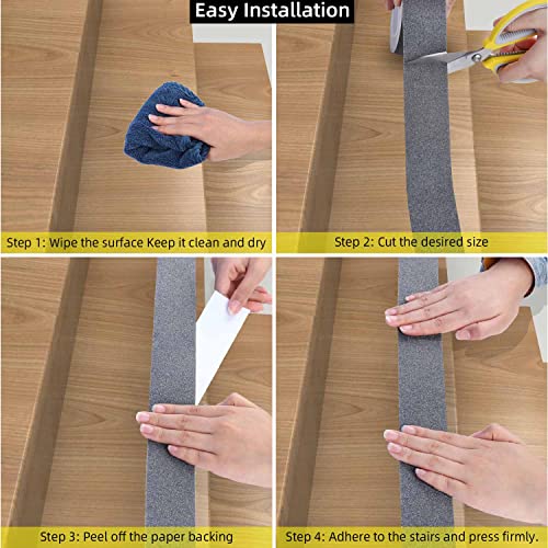 MILEQEE Anti Slip Tape, 1in x 16.4ft Non Skid Frosted Tape for Stairs,Hardwood Floor,Indoor and Outdoor Stair Steps Treads, Non Slip Traction Strip, Safety Walk Waterproof, Prevent Slipping,Grey - Image 5