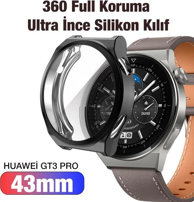 Polhammobile Polham Huawei Watch GT 3 Pro 43MM Full Covering Protective Case, Soft Silicone Shock Absorbing Watch Case