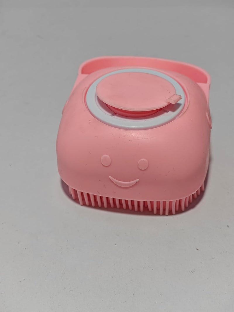 Silicone Grooming Brush Pink Soft Bristles with Handle