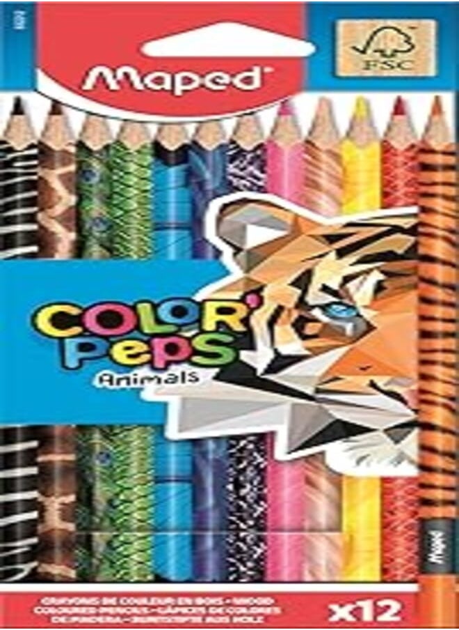 Maped Maped Color'Peps Animal Print Colouring Pencils (12 pack), 832212 