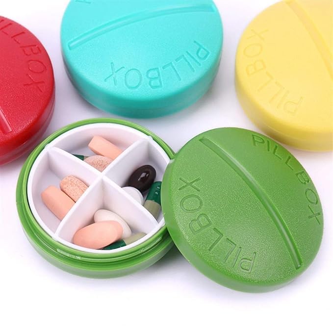 Prostuff.in Travel Organizer Mini Round Pill Box With Compartment Medicine Storage Dispenser Random Color 1 Pcs. - Image 2