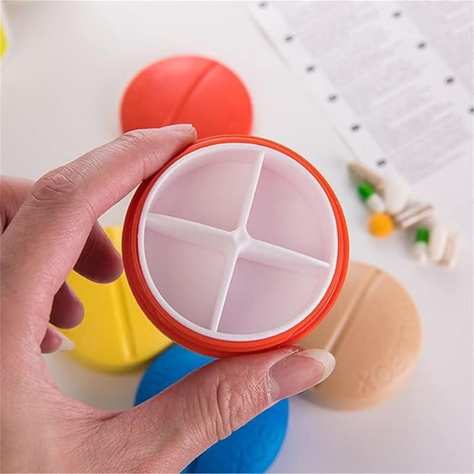 Prostuff.in Travel Organizer Mini Round Pill Box With Compartment Medicine Storage Dispenser Random Color 1 Pcs. - Image 3