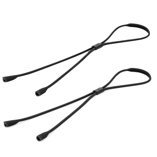 Pilotfish Premium Silicone Sunglasses Strap, Adjustable Glasses Retainer with Unique Passthrough Design – Universal Fit (Black, 2-Pack) - Image 1