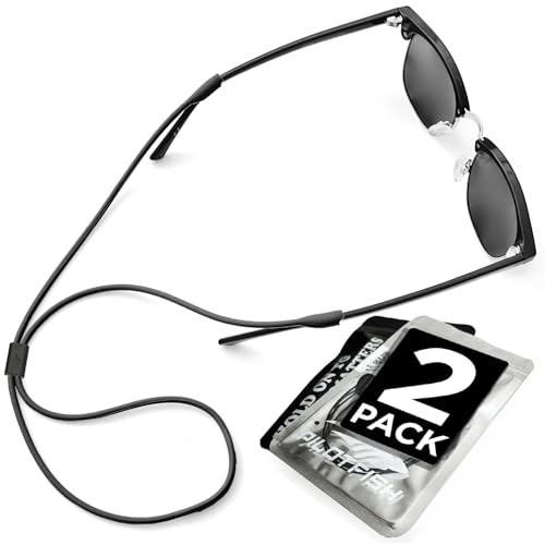 Pilotfish Premium Silicone Sunglasses Strap, Adjustable Glasses Retainer with Unique Passthrough Design – Universal Fit (Black, 2-Pack) - Image 2