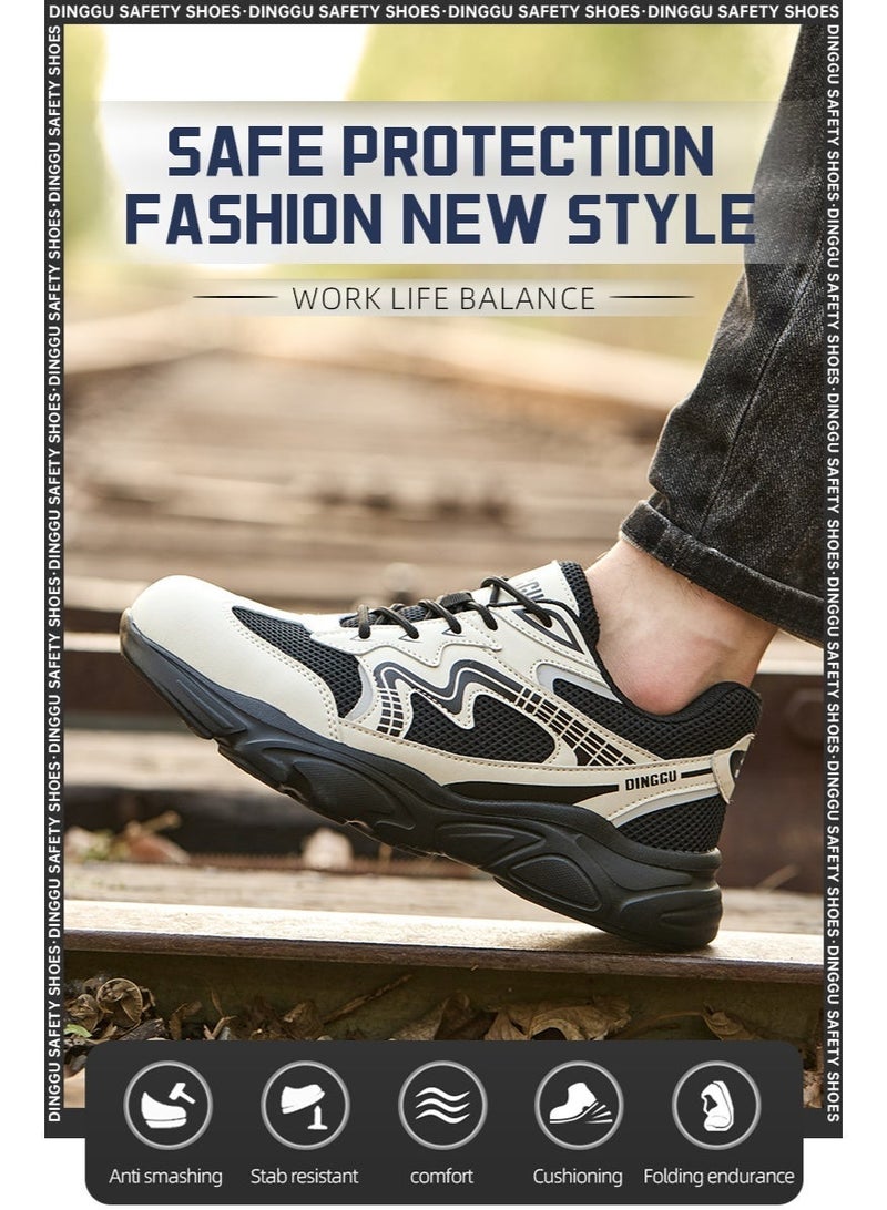 Men's steel-toe safety shoes, lightweight and comfortable, puncture-proof and slip-resistant, wear-resistant and durable, comfortable for long periods of standing, lightweight and breathable, work shoes that can also be worn as fashionable athletic shoes. - Image 2