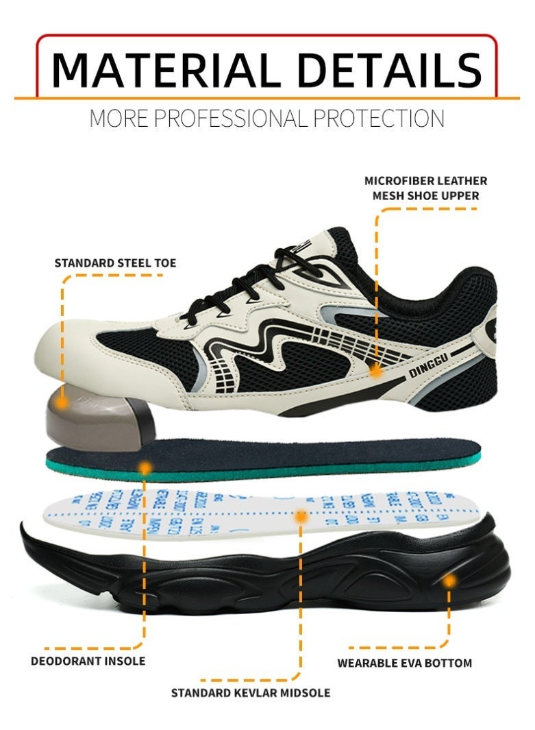 Men's steel-toe safety shoes, lightweight and comfortable, puncture-proof and slip-resistant, wear-resistant and durable, comfortable for long periods of standing, lightweight and breathable, work shoes that can also be worn as fashionable athletic shoes. - Image 3