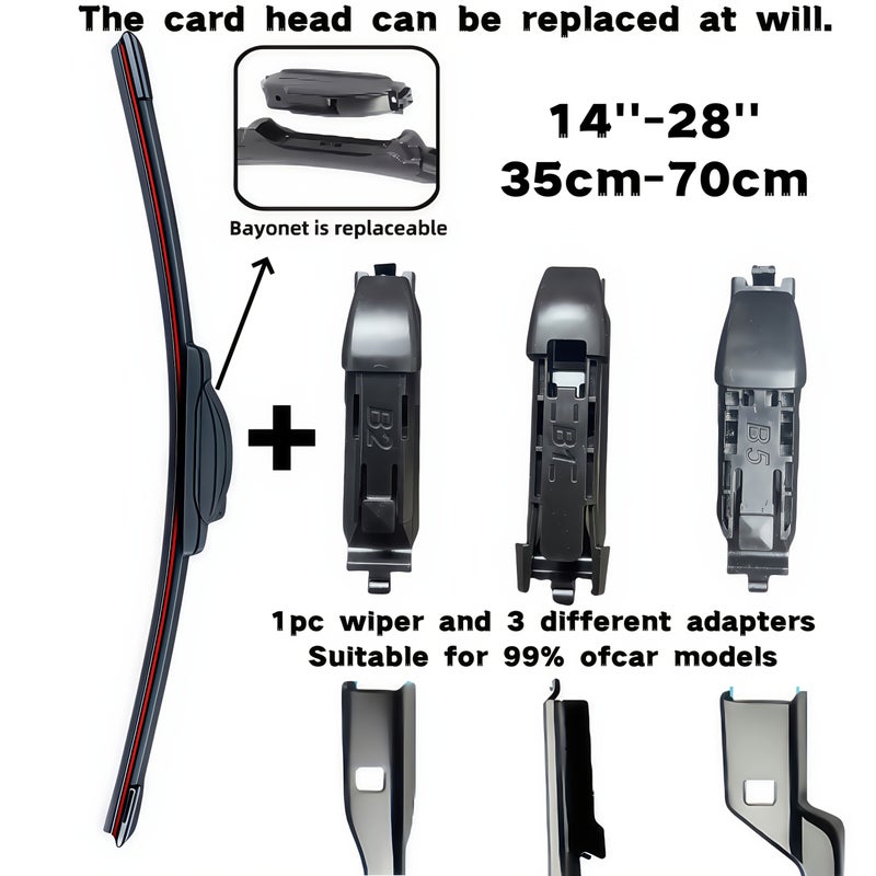 All-Season Car Windshield Wiper 16 Inch With 3 Adapter Heads - Image 2