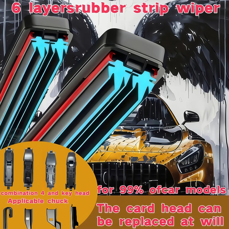 All-Season Car Windshield Wiper 16 Inch With 3 Adapter Heads - Image 1