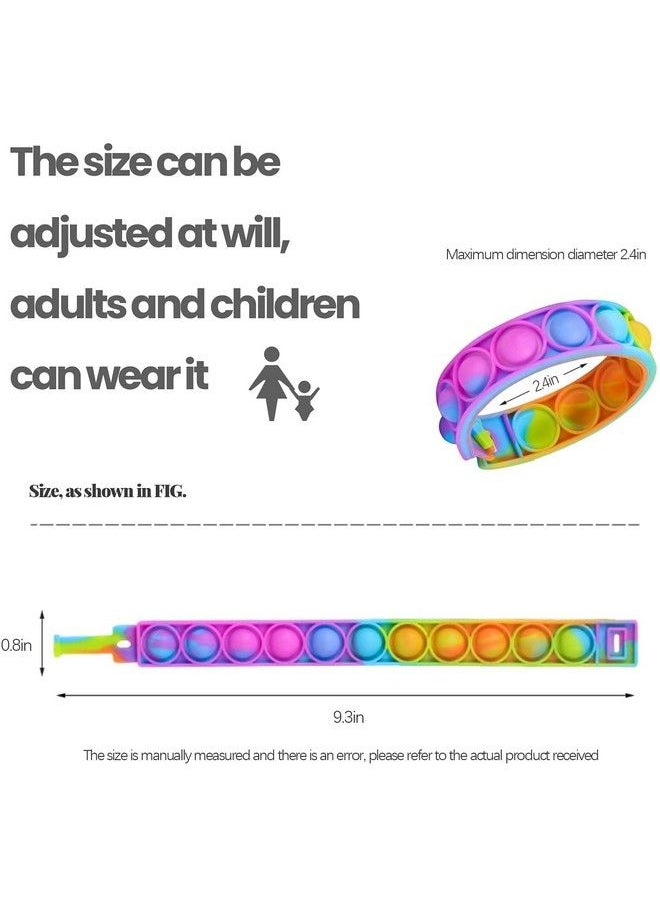 Party Propz - Popit Up Games 12 Wrist Band Its Rainbow Pop Fidget Toys Poppet Push Pop Bubble Fidget Popping Sensory Toy For Kids And Adults - Image 1