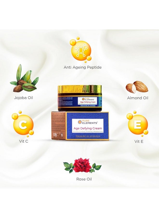 Pure Elements Age Defying Cream With Anti Ageing Peptides & Vit C To Control Wrinkles, Fine Lines & Pigmentation Hydrating & Moisturising  - Image 2