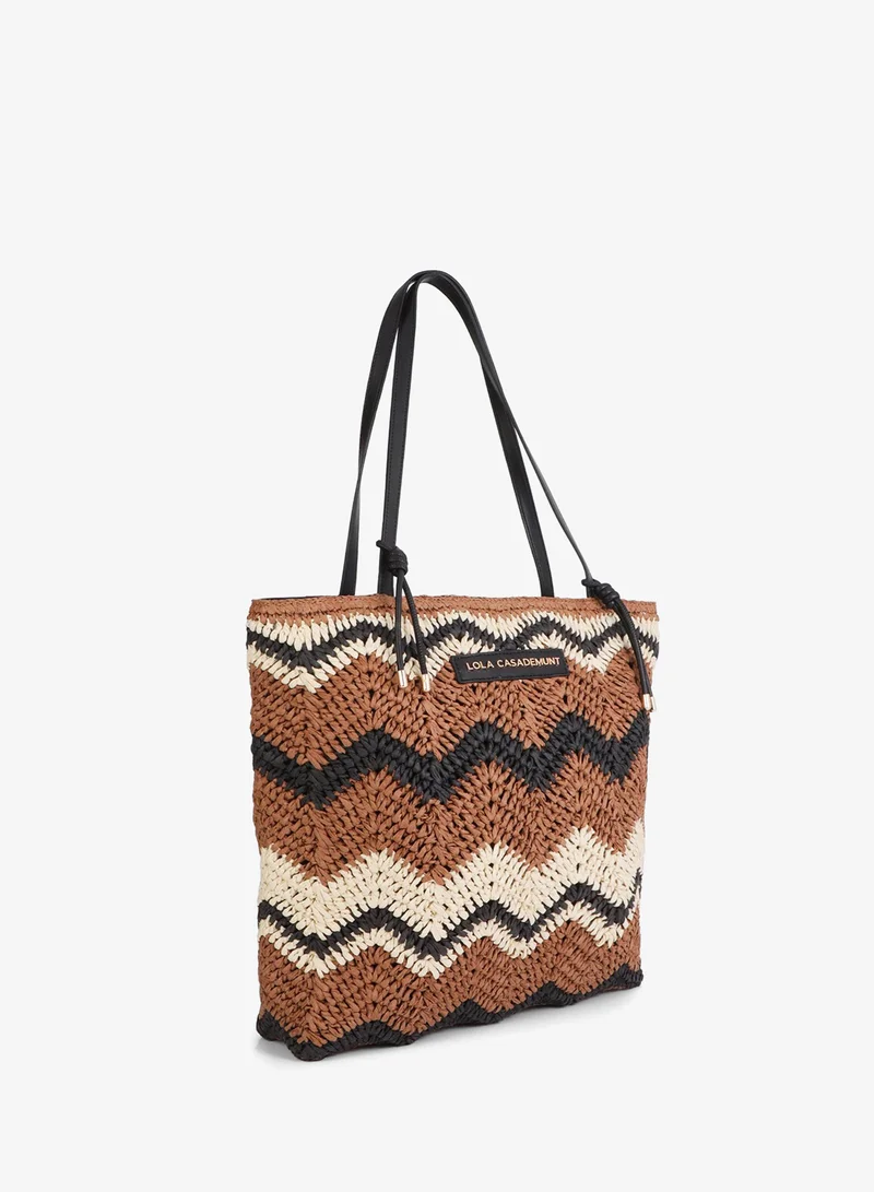 لولا كساديمونت Two-Tone Herringbone Effect Raffia Bag