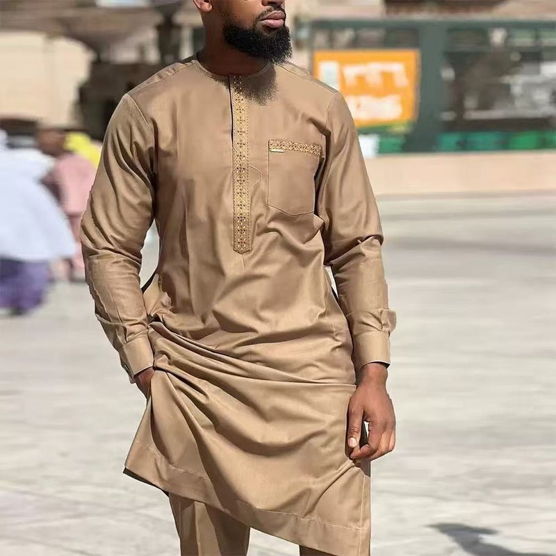African Embroidery Men's Shirt and Pants Classic Two-Piece Set - Image 4
