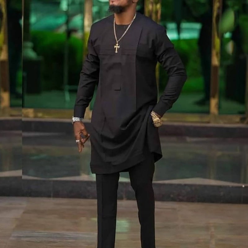African Embroidery Men's Shirt and Pants Classic Two-Piece Set - Image 3
