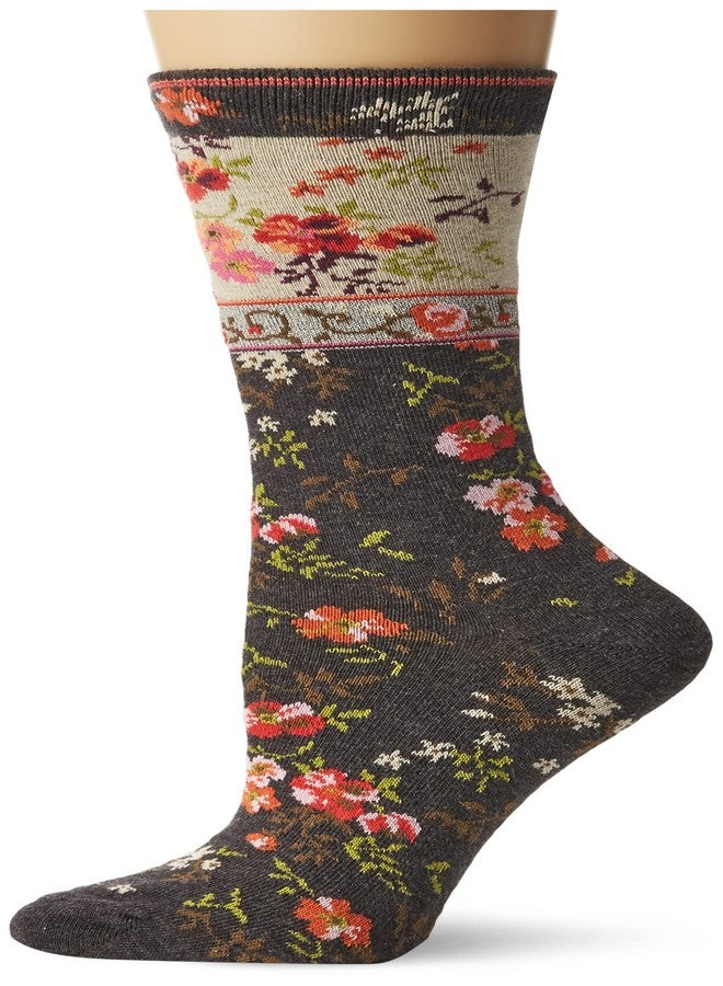 Ozone Women's Socks - Mona Linen Wildflower Patterned Crew Socks, Cotton-Nylon Blend Sock, Women's Sock Size 9-11 (as1, alpha, one_size, regular, regular, Grey) - Image 1