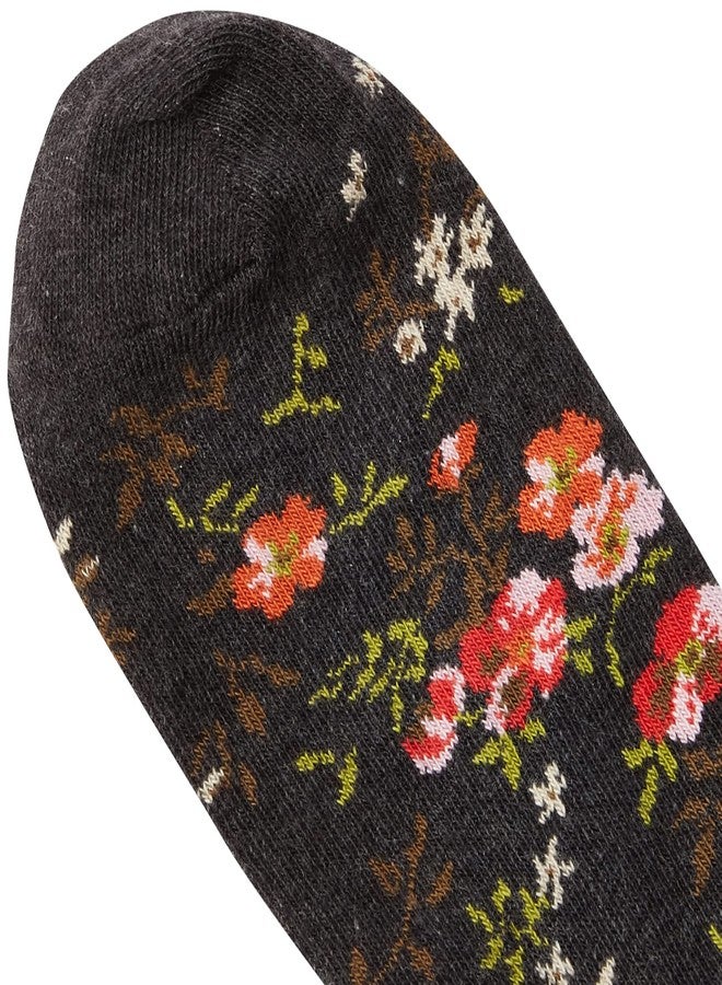Ozone Women's Socks - Mona Linen Wildflower Patterned Crew Socks, Cotton-Nylon Blend Sock, Women's Sock Size 9-11 (as1, alpha, one_size, regular, regular, Grey) - Image 3