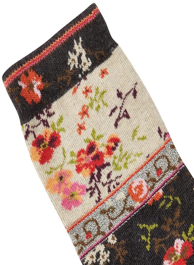 Ozone Women's Socks - Mona Linen Wildflower Patterned Crew Socks, Cotton-Nylon Blend Sock, Women's Sock Size 9-11 (as1, alpha, one_size, regular, regular, Grey) - Image 2