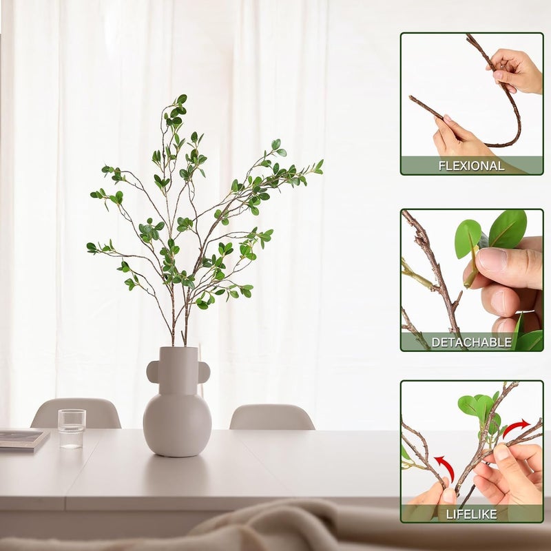 ChicAbode حزمة من فرعين اصطناعيين لشجرة الفيكس بطول 41.7 بوصة، أغصان صناعية من الأوكالبتوس، رذاذ أوراق صناعية، أغصان شجرة الفيكس الخضراء، أغصان خضراء صناعية لتعبئة المزهريات، ديكور للمنزل والمكتب والزفاف - Image 3