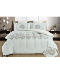 Moon Luxury 4 Piece Comforter Set Single (220x170cm) - Fits 120x200cm Bed - Made of Soft Microfiber - Double Comforter with Fitted Sheet (120x200+35cm) and Pillowcases and Decorative Pillow Covers - Stylish and High Quality Bedding for Bedroom  - Image 1