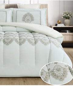 Moon Luxury 4 Piece Comforter Set Single (220x170cm) - Fits 120x200cm Bed - Made of Soft Microfiber - Double Comforter with Fitted Sheet (120x200+35cm) and Pillowcases and Decorative Pillow Covers - Stylish and High Quality Bedding for Bedroom  - Image 3