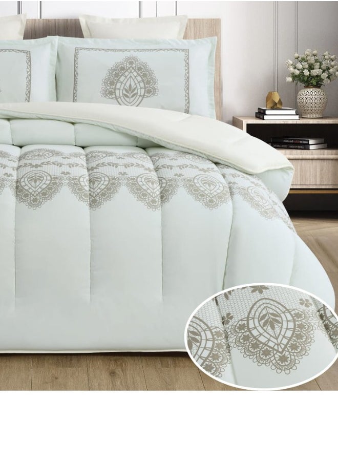 Moon - Luxury 4 Piece Comforter Set Single (220x170cm) - Fits 120x200cm Bed - Made of Soft Microfiber - Double Comforter with Fitted Sheet (120x200+35cm) and Pillowcases and Decorative Pillow Covers - Stylish and High Quality Bedding for Bedroom - Image 1