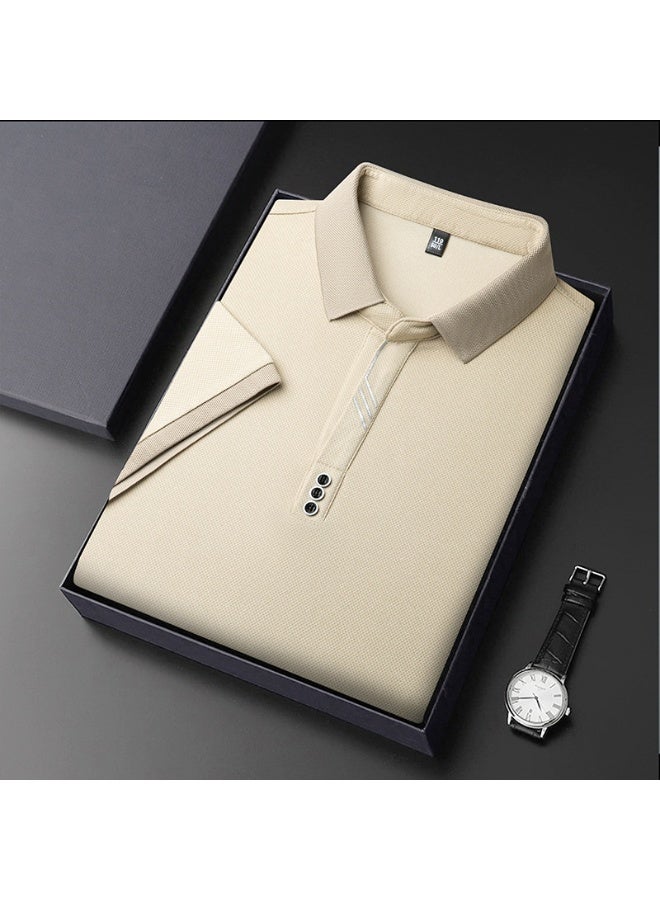 Light Luxury Brand Short Sleeved Men's Summer Fashion Striped Design Soft Golf Top Breathable Casual T-shirt - Image 1