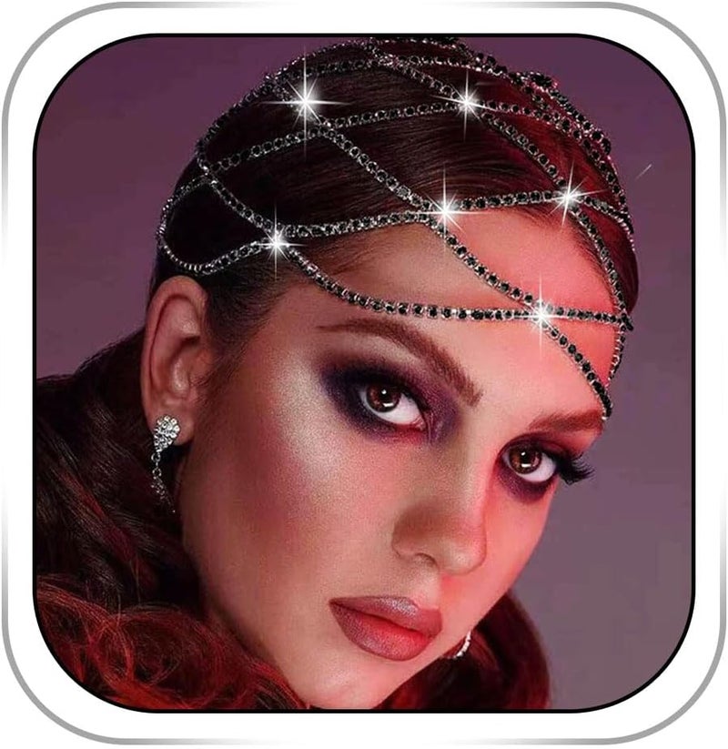 قبعة رأس مزينة بالأحجار الكريمة كريستال عتيق سلسلة رأس زفاف مجوهرات شعر فلابر غاتسبي نسائية ملحقات شعر