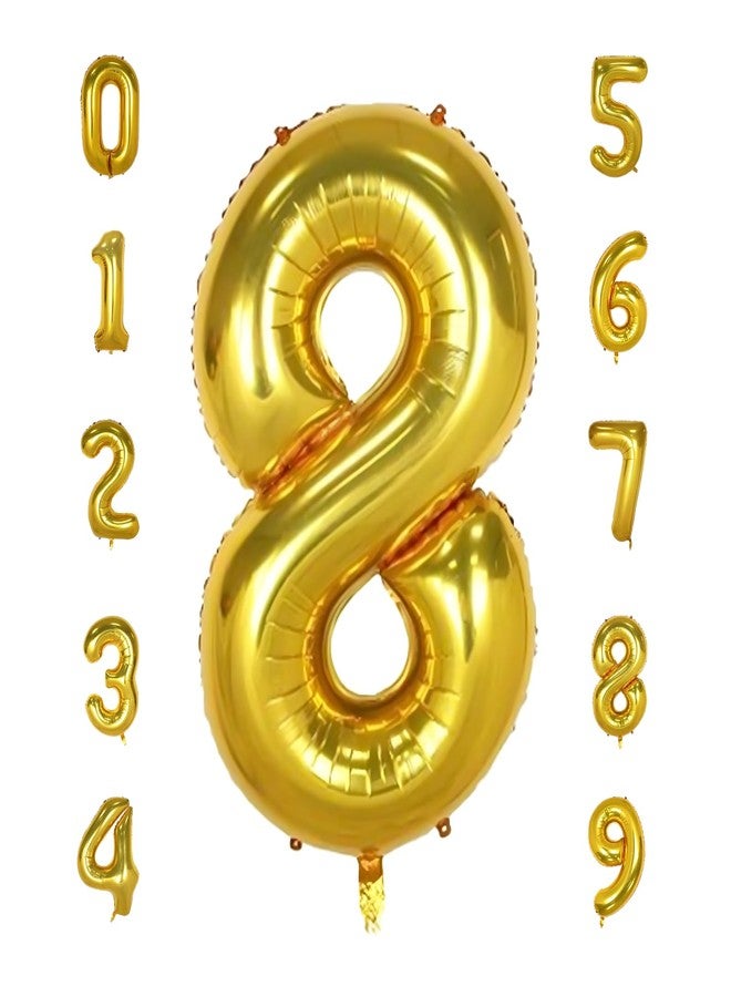 Inscool 40 Inch Gold Large 8 Number Birthday Balloons,Giant Jumbo Balloons for Party, Golden Birthday Party Decorations Number Balloon for Wedding Anniversary Celebration - Image 1
