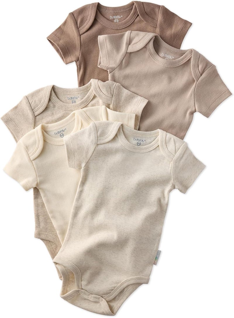 Butterblu Avery 5-Pack Short Sleeve Bodysuits​ 100% Organic Cotton for Baby Boys​ & Girls - Image 1