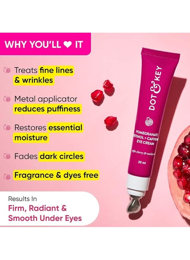 Dot & Key - Dot & Key Pomegranate Retinol + Caffeine Eye Cream | Smoothens Fine Line & Wrinkles | Fades Dark Circles | Locks Moisturizer to Prevent Dryness | Improves Skin Elacticity & Firmness | 20ml - Image 1