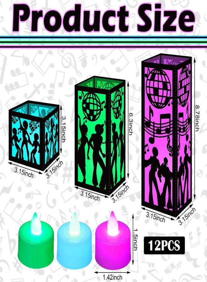 Rossesay 12 Sets Disco Centerpieces for Table 3 Size 70s Disco Ball Dancer Paper Lantern Boxes Table Ideas Decorations for 70s 80s Music Themed Party Decor Birthday Decorations - Image 3