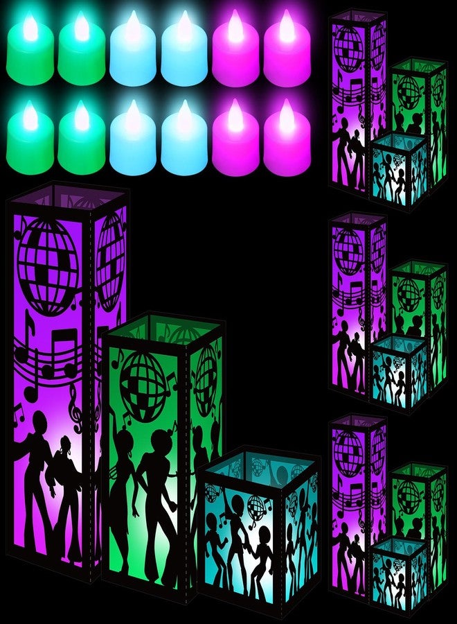 Rossesay 12 Sets Disco Centerpieces for Table 3 Size 70s Disco Ball Dancer Paper Lantern Boxes Table Ideas Decorations for 70s 80s Music Themed Party Decor Birthday Decorations - Image 1
