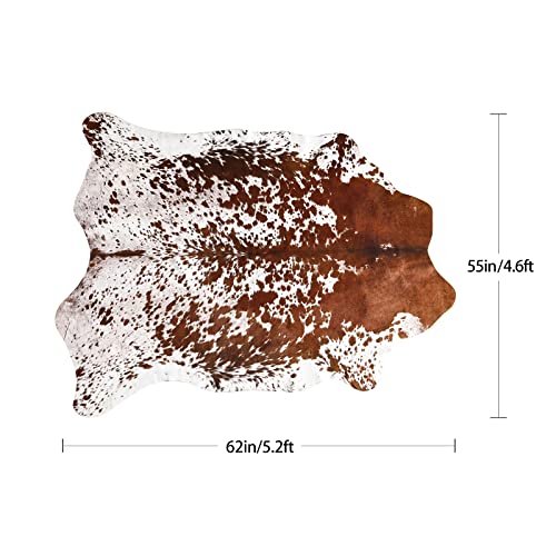 Easycozy Faux Cowhide Large Cow Print Rug - 4.7 x 5.2 Feet, Thickened Elastic for Bedroom, Living Room, Home Office, Western Decor - Image 3