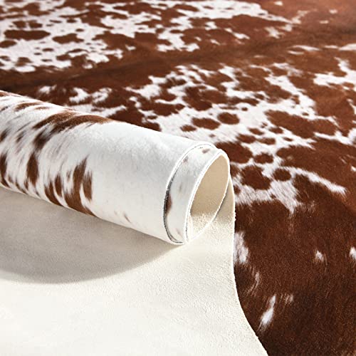 Easycozy Faux Cowhide Large Cow Print Rug - 4.7 x 5.2 Feet, Thickened Elastic for Bedroom, Living Room, Home Office, Western Decor - Image 2