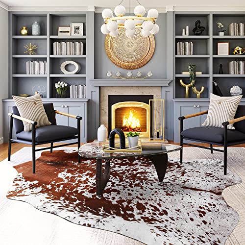 Easycozy Faux Cowhide Large Cow Print Rug - 4.7 x 5.2 Feet, Thickened Elastic for Bedroom, Living Room, Home Office, Western Decor - Image 5