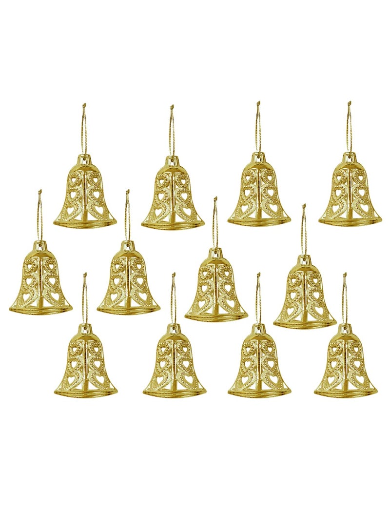 Set of 12 Golden Bells Christmas Tree Ornaments Christmas Tree Bells - Image 2