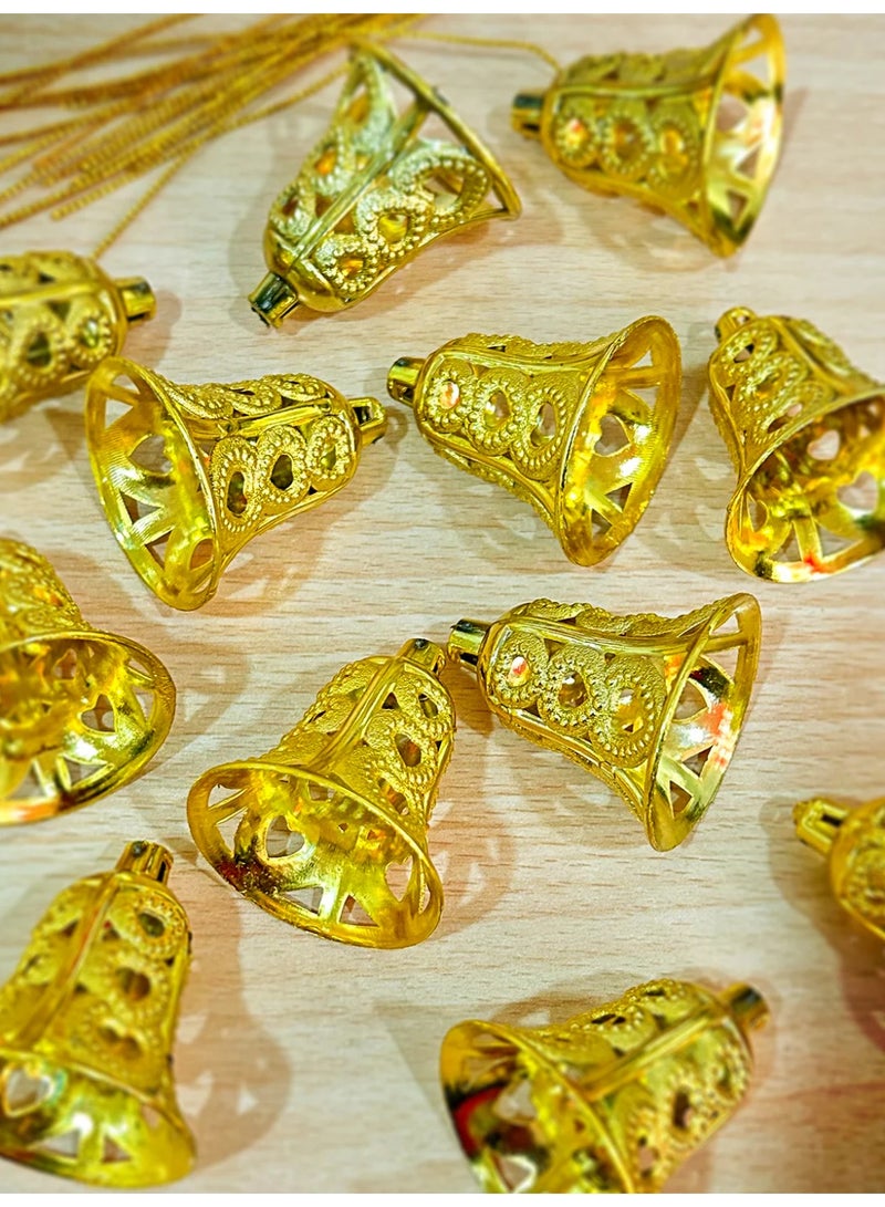 Set of 12 Golden Bells Christmas Tree Ornaments Christmas Tree Bells - Image 3