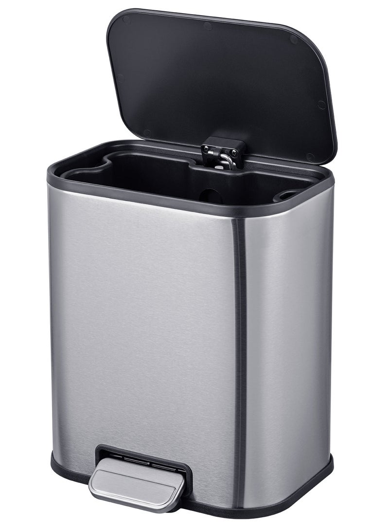 Noon East 6L Stainless Steel Trash Can with Soft Close Lid and Inner Bucket-Resistant Surface for Kitchen, Bathroom, Silver,  24 x 19.4 x 29.1 cm - Image 2