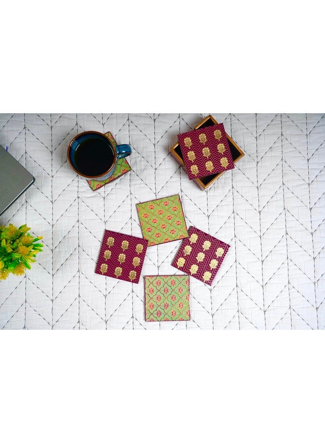 Homewards Tulip Flower Coasters Set of 6 with case 10x10cm with Gold Foiling - Image 1