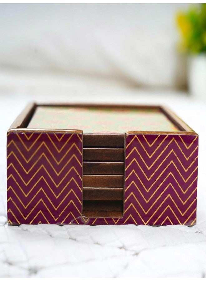 Homewards Tulip Flower Coasters Set of 6 with case 10x10cm with Gold Foiling - Image 4